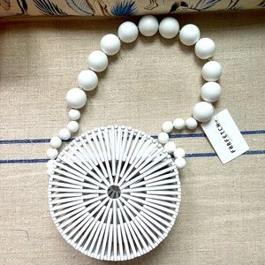 cult gaia white round summer bag